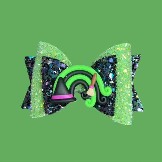Witches hat rainbow hair bow