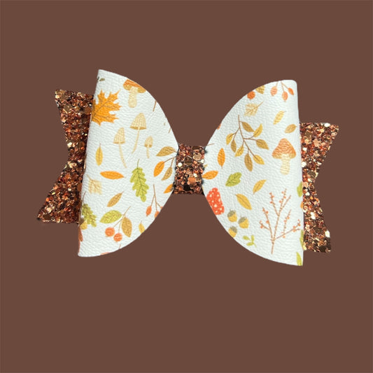 Autumn leaves and mushroom hair bow