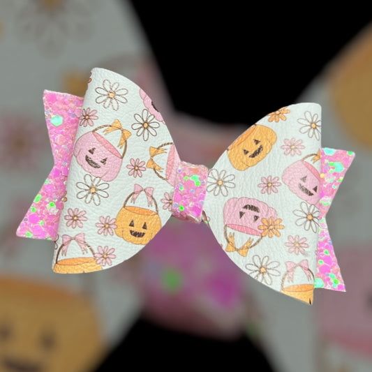Trick or treat pumpkin bags hair bow