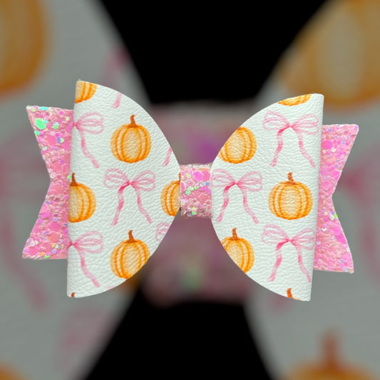 Pumpkin and bows hair bow