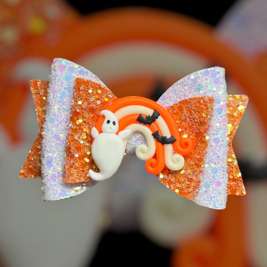 Glow in the dark ghost rainbow bow