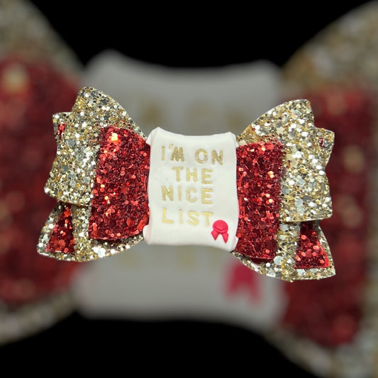 I’m on the nice list hair bow