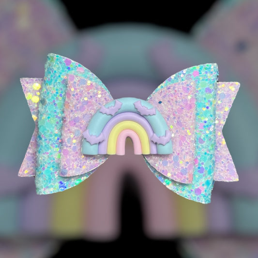 Bat rainbow pastel hair bow
