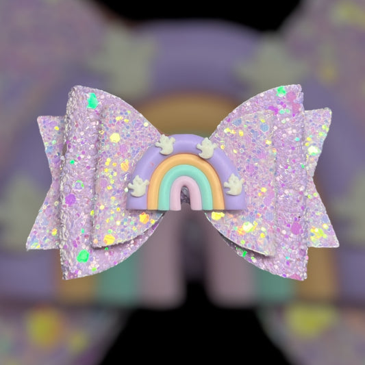 Ghost pastel rainbow hair bow