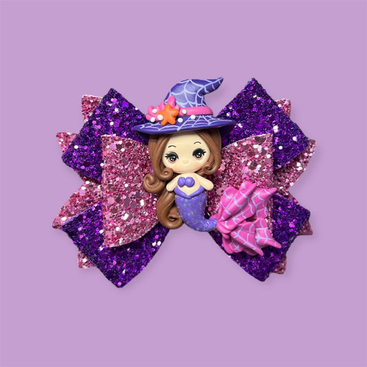 Halloween spider girl mermaid hair bow