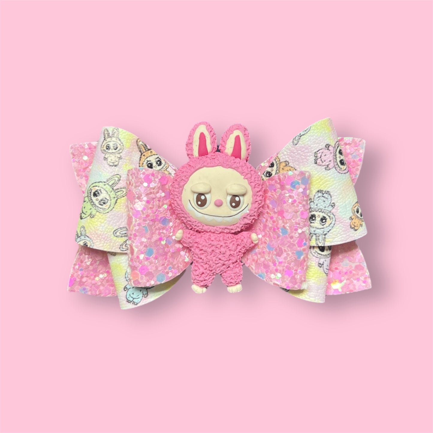 Pink labubu hair bow