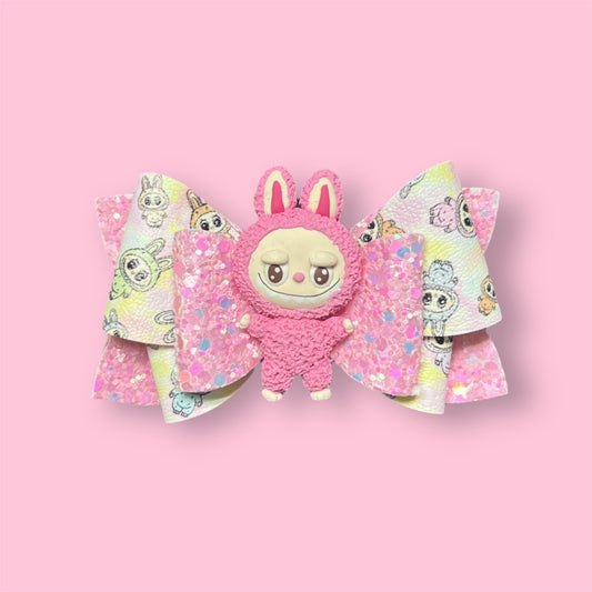 Pink labubu hair bow