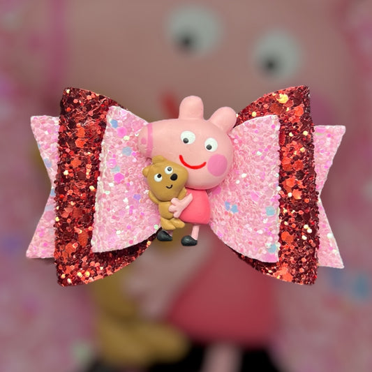 Peppa hair bow