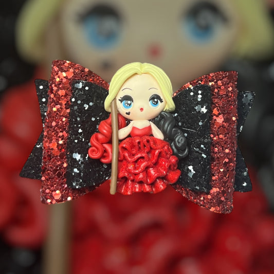 Red dress Harley Quinn hair bow
