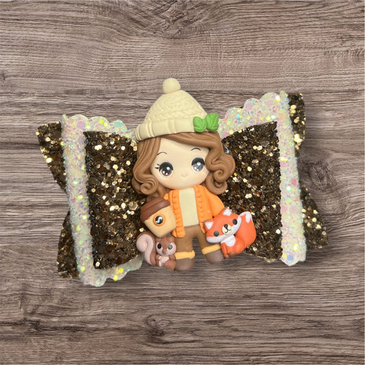 Brown hair autumn girl