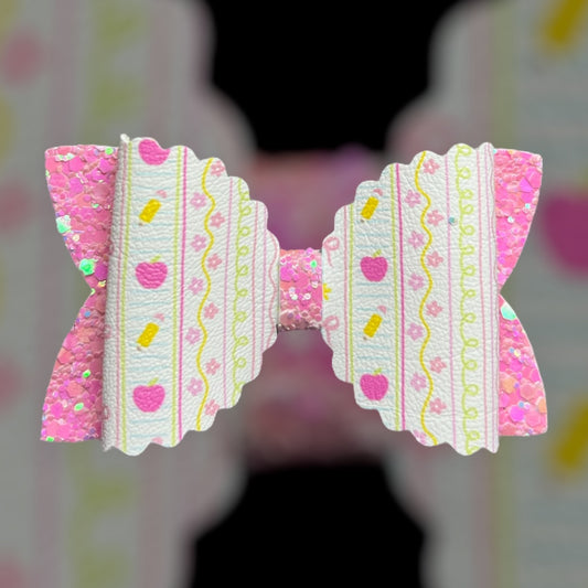 Pink school hair bow