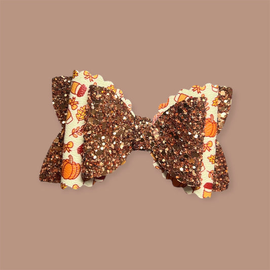 Autumn leaves coffee and pumpkin hair bow