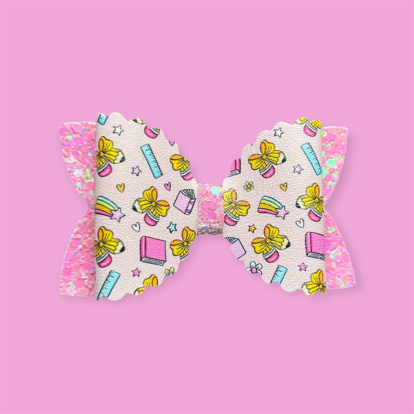 Pink school hair bow