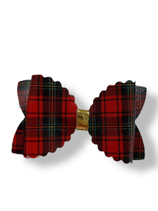 Red tartan hair bow