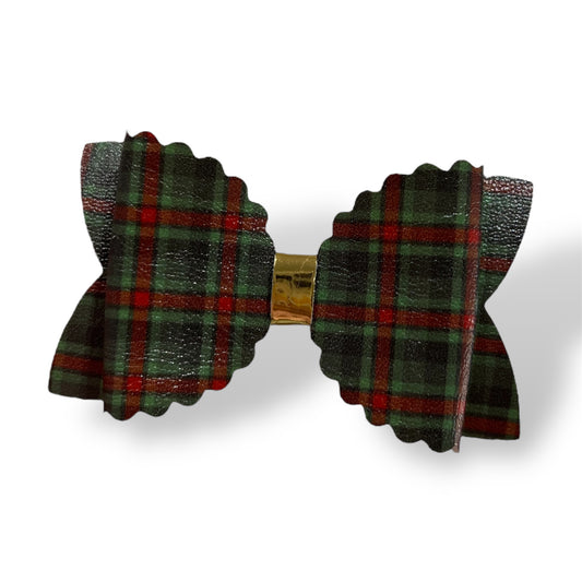 Green tartan hair bow