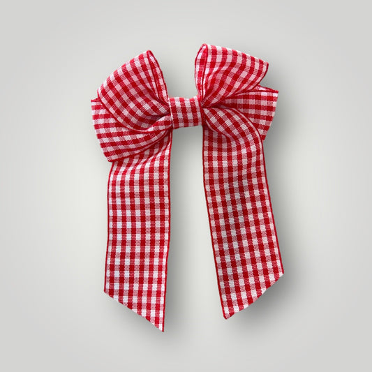 Red gingham hair bow