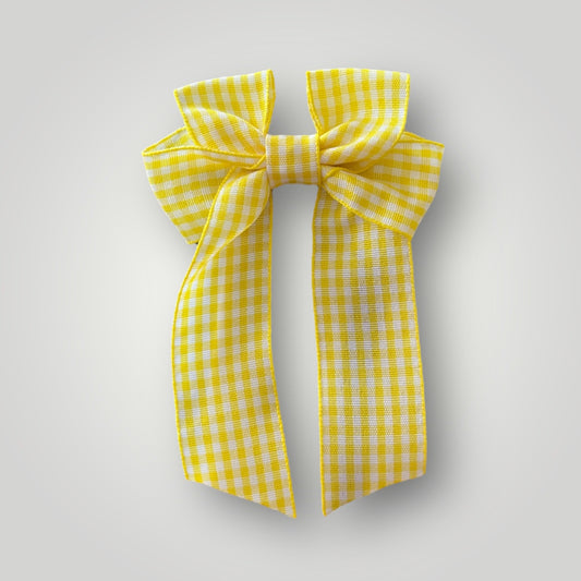 Yellow gingham hair bow