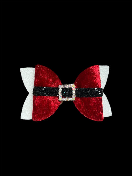 Santa belt hair bow