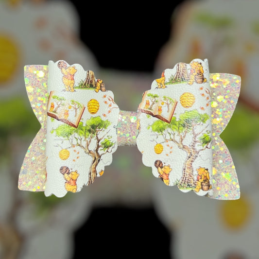 Pooh bear hair bow
