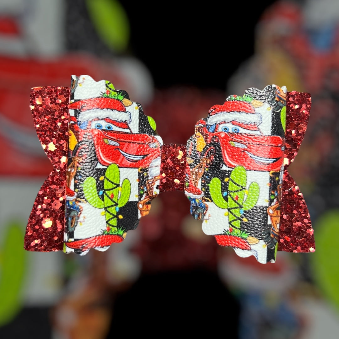 Cars Christmas hair bow
