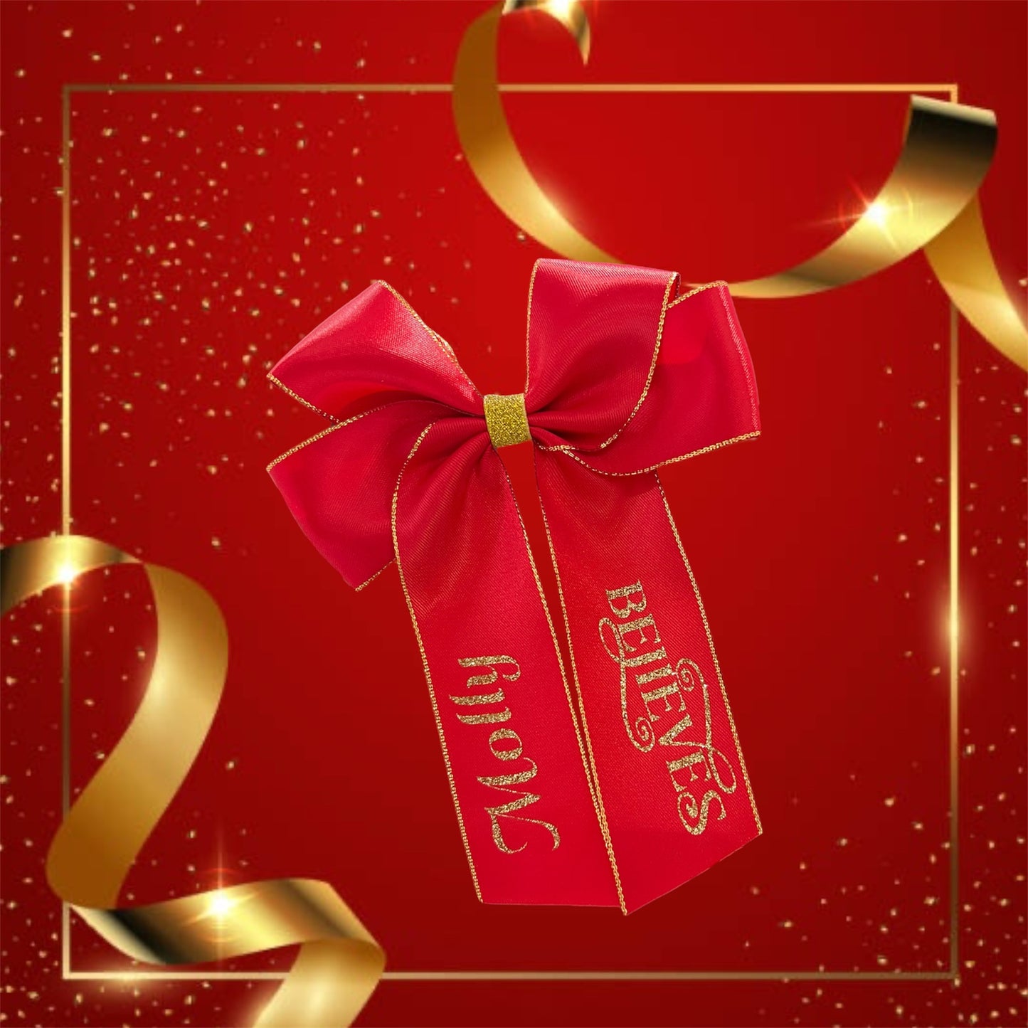 Red ribbon believe hair bow (please read description)