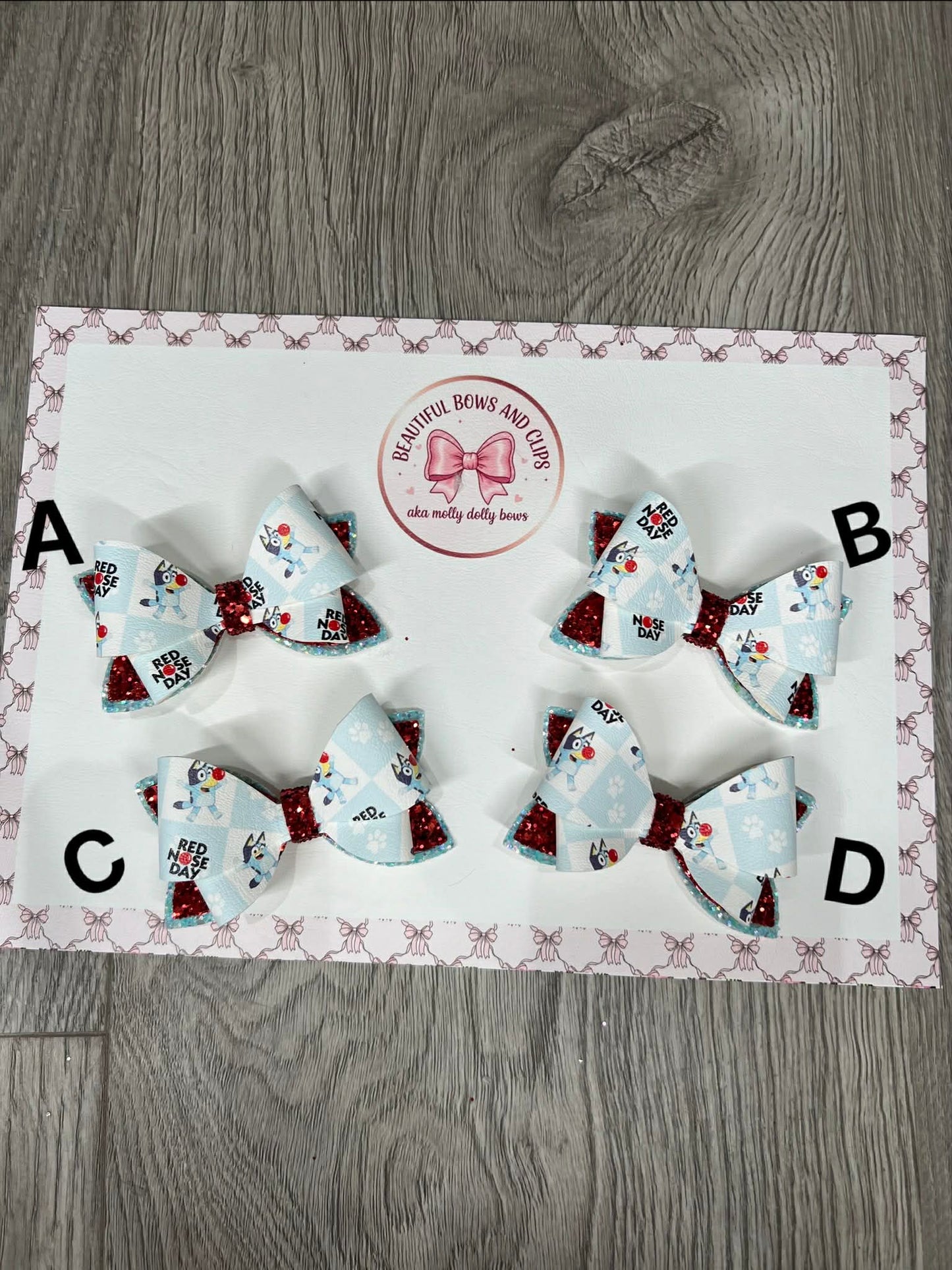 Bluey Red Nose Day hair bow single bow