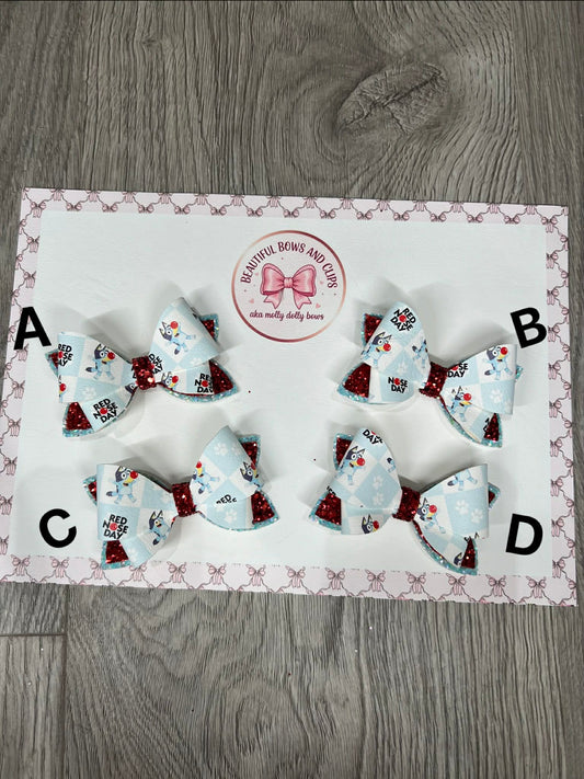 Bluey Red Nose Day hair bow single bow